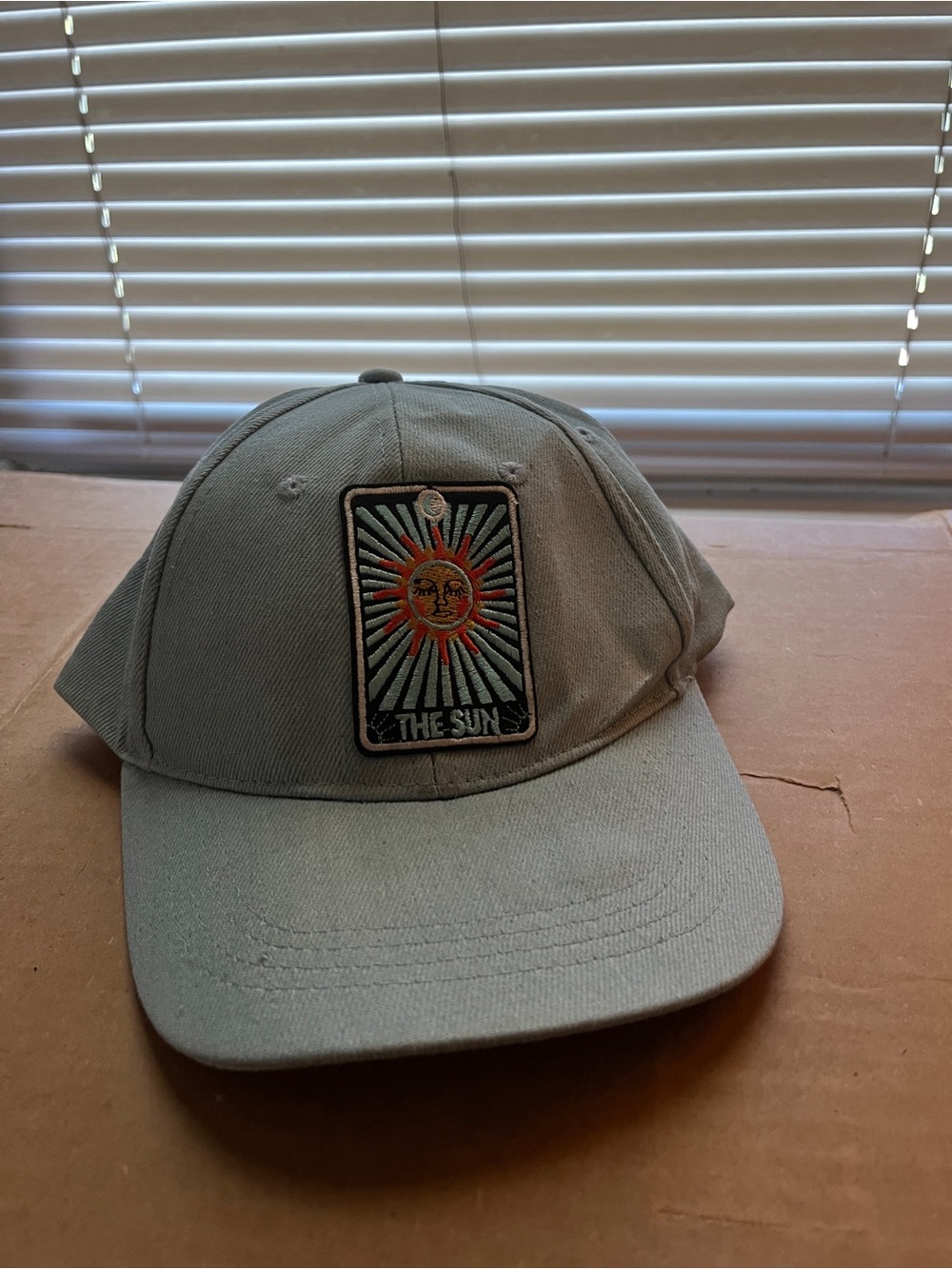 Sun Patch Baseball Cap in Light Blue Denim